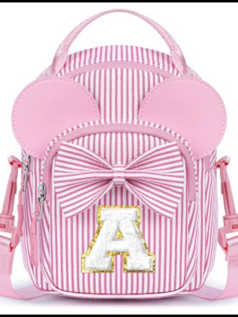 Personalized Initial Crossbody Bag Seersucker Adjustable Strap